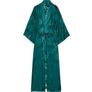 Victoria's Secret Emerald Satin Floral Robe
